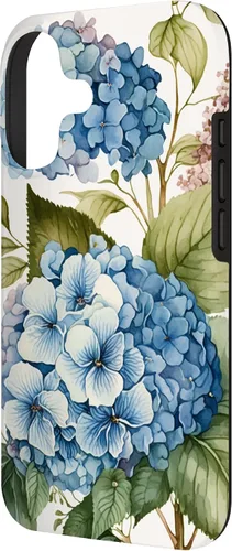Vista 2 de Watercolour Vintage Blue Hydrangea with Flower Flower Case for iPhone 17