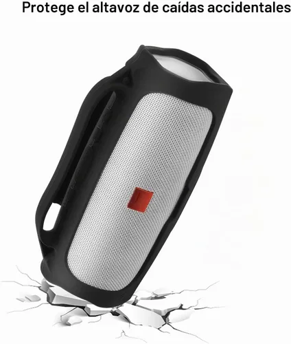 Vista 7 de Funda de silicona para altavoz portátil JBL Charge 4 impermeable, funda de transporte de viaje, funda protectora con asa, correa de hombro ajustable