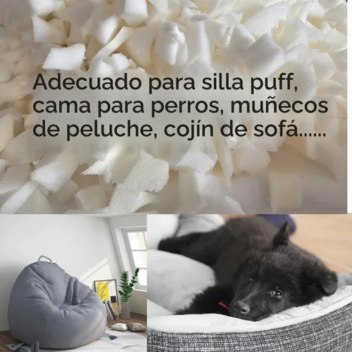 Vista 4 de HOXXME Relleno de espuma viscoelástica triturada de 5 libras o relleno de puf, relleno de espuma prémium para almohada, cojín de sillas para camas
