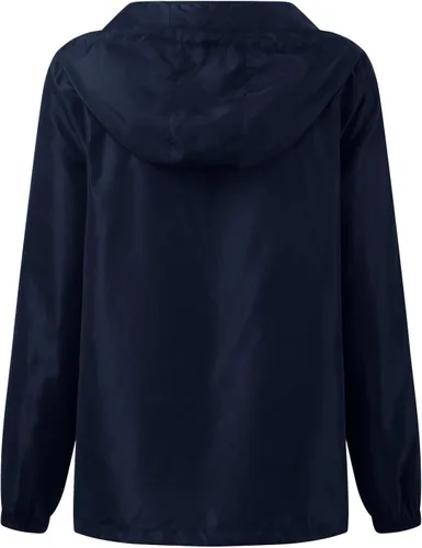Vista 8 de Chaqueta de lluvia ligera con capucha para mujer, cremallera completa, resistente al viento, cálida, impermeable, rompevientos, deportiva, abrigo
