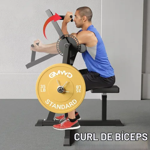 Vista 8 de GMWD Máquina de Curl de Bíceps y Tríceps, Máquina de Curls de Bíceps y Extensión de Tríceps con Carga de Placas de 250 Libras, Equipo de Ejercicio 2