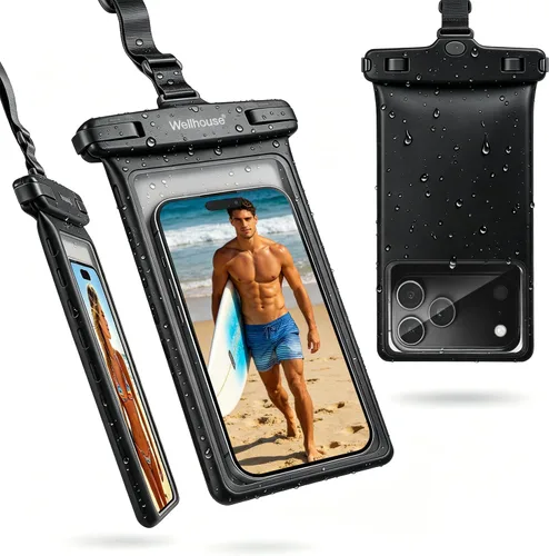 Vista 16 de wellhouse Funda impermeable para teléfono, estuche impermeable para iPhone 16 15 14 13 12 Pro Max XS Samsung, bolsa seca para celular IPX8 3D