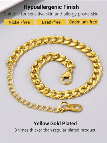Vista 7 de PROSTEEL Pulsera de acero inoxidable para hombres y mujeres, elegantes pulseras de eslabones cubanos, chapado en oro negro de 18 quilates, ancho