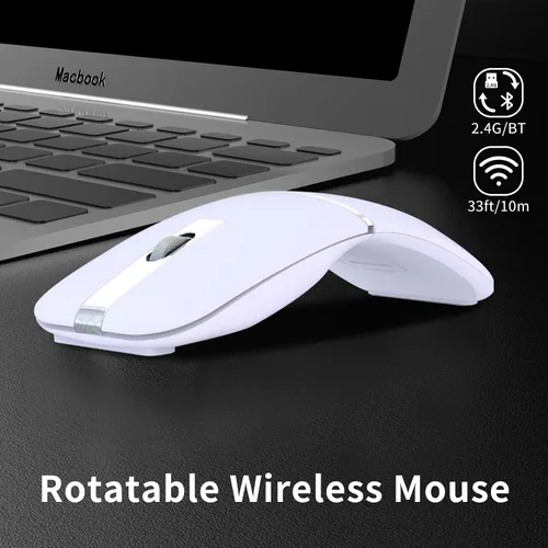 Vista 2 de ACOZYKITTEN Arc - Ratón Bluetooth con Bluetooth, ultra delgado, recargable, inalámbrico, curvado, modo dual (BT5.0/3.0+2.4G), mouse de viaje