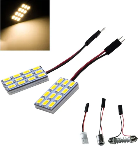Vista 7 de HYUGA 2x 12SMD 5630 Luz de Panel LED de Luz Cálida Blanca 4500K Auto para Interior de Coche DC 12V-24V con Adaptadores T10 / BA9S / Festoon