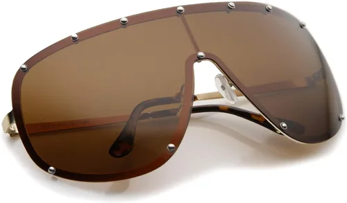 Vista 4 de zeroUV Oversize Flat Top Riveted Rimless Polarized Mono Lens Shield Sunglasses 80mm