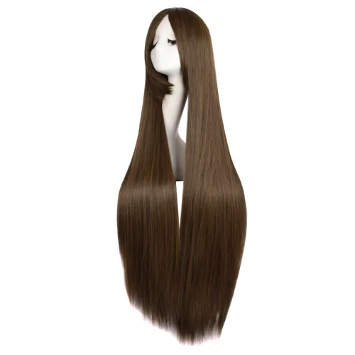Vista 3 de MapofBeauty - Peluca lisa para anime para hacer cosplay (marrón)