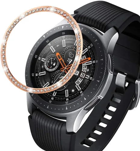 Vista 17 de DEALELE Fundas para Samsung S3 Frontier/Classic/Galaxy Watch 4/4 Classic, Rhinestone Diamond Steel Watch Face Bezel Rings (negro)