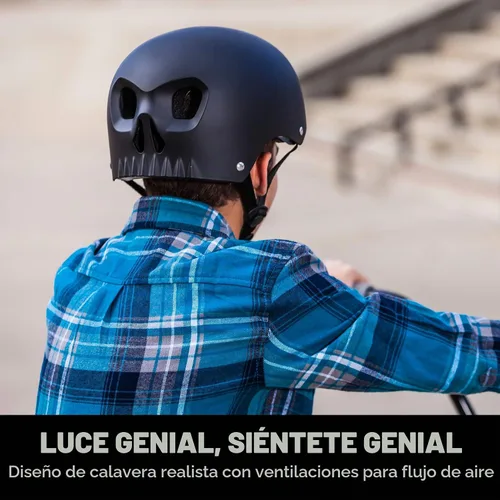 Vista 2 de Mongoose - Casco de bicicleta juvenil con caparazón duro para la calle, modelo calavera, multideporte, varios