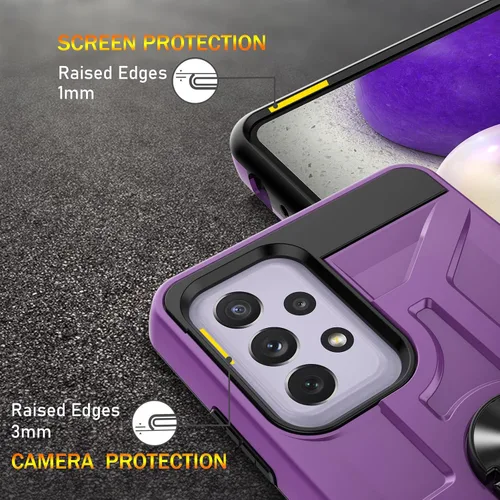 Vista 6 de Gamemi - Funda para Galaxy A52S, Galaxy A52 4G/5G con protector de pantalla de vidrio templado 3X, soporte de anillo integrado y soporte magnético