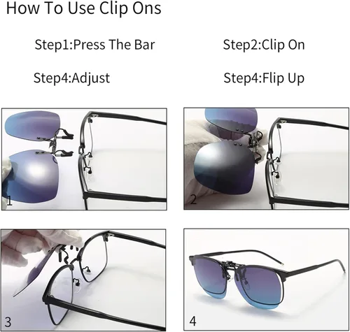 Vista 4 de YAMEIZE Gafas de sol polarizadas sin montura con clip, gafas redondas antirreflejos, protección UV, abatibles, para hombres y mujeres, conducen al