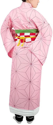 Vista 4 de Disfraz de cosplay Kamado Kimono Cosplay con bata negra para mujer y niña