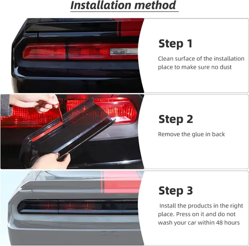 Vista 5 de Hoolcar Cubierta de la lámpara de la luz trasera, marco de guardia, decoración de marco de bisel, accesorios exteriores para Dodge Challenger