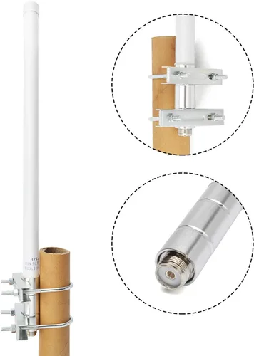 Vista 4 de Antena de fibra de vidrio UHF/VHF 136-174/400-470MHZ con kit de plano de tierra