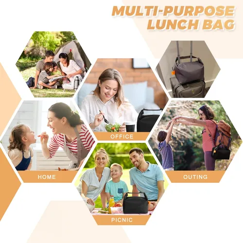 Vista 6 de Bolsa de almuerzo para mujeres y hombres, fresca, mantiene la comida fresca, caja de almuerzo, pequeña bolsa enfriadora a prueba de fugas