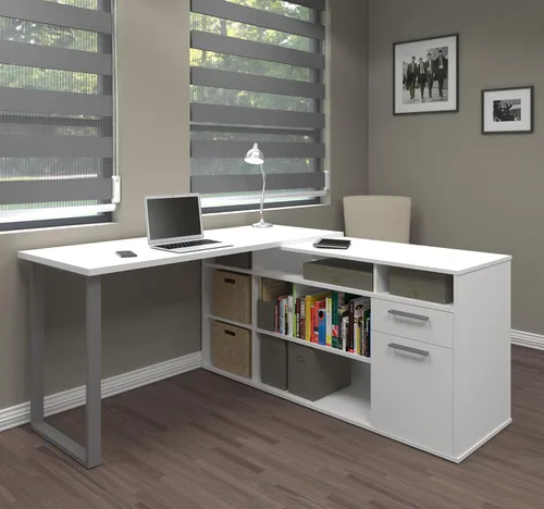 Vista 2 de Bestar Solay - Escritorio en forma de L, 60 W, color blanco