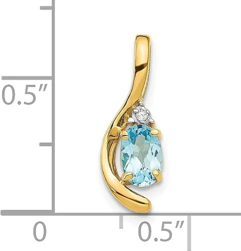 Vista 3 de Collar con colgante de diamante de topacio azul de oro amarillo de 14 quilates, piedra natal de diciembre joyería fina para mujeres, regalos