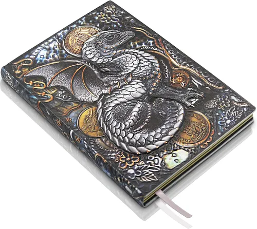 Vista 19 de DND - Cuaderno de diario de mazmorras y dragones, diario de cuero en relieve 3D con papel rayado, accesorios DND, regalos DND para mujeres, hombres