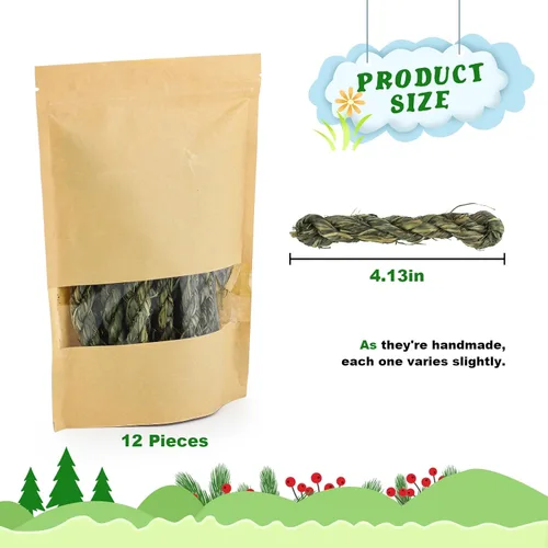 Vista 2 de Timothy - Juguetes masticables de heno para masticar, 12 piezas, bocadillos dentales naturales para conejos, conejitos y mascotas pequeñas