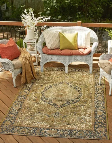 Vista 11 de Unique Loom Outdoor Traditional Collection - Alfombra de área - Nosara (4 pies 1 pulgada x 6 pies 1 pulgada, rectangular, azul/azul claro)