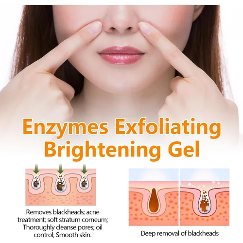Vista 3 de Orange Enzymes - Gel exfoliante facial de proteasa y niacinamida, gel limpiador exfoliante suave para limpieza profunda de poros y piel suave