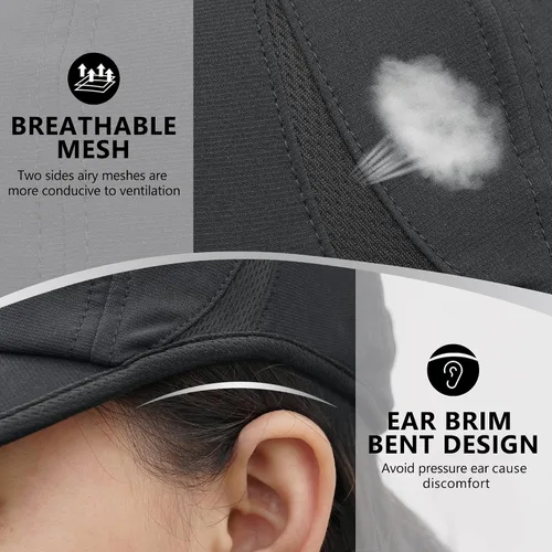 Vista 3 de GADIEMKENSD Sombrero de correr de rendimiento, tela elástica con malla ventilada para entrenamientos al aire libre