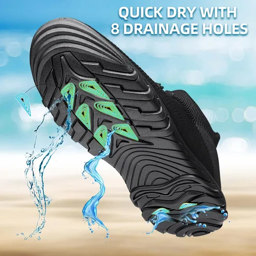 Vista 5 de SILLENORTH Zapatos de agua para hombre y mujer, de secado rápido, zapatos de agua para el agua, zapatos casuales para caminar, para buceo, natación