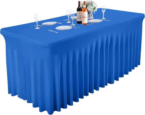 Vista 31 de PARTISKY - Mantel de elastano negro para mesas rectangulares de 4 pies, cubierta de mesa elástica para mesas plegables, bodas, fiestas, banquetes