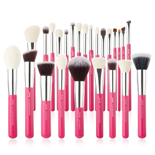Vista 16 de Jessup Juego de 25 brochas de maquillaje profesional, base, polvo, corrector, sombra de ojos, difuminado, rubor, iluminador, brochas de cerdas