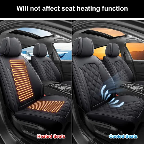Vista 7 de Juego completo de 5 fundas de asiento de automóvil, fundas de asiento impermeables de cuero para autos, SUV, camiones, transpirables