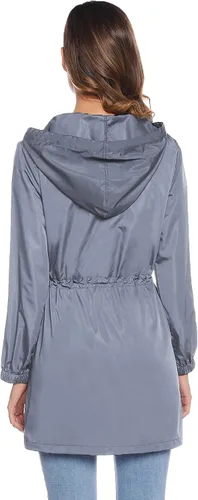 Vista 7 de Chaqueta impermeable para mujer casual ligera rompevientos con capucha para exteriores