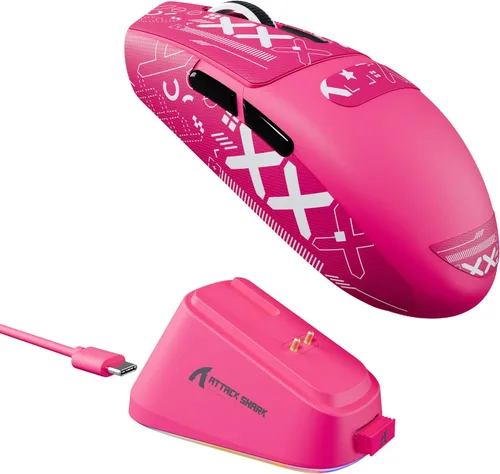 Vista 11 de ATTACK SHARK G3 Pro - Mouse inalámbrico para juegos con base de carga magnética, sensor de juego PixArt PAW3311, BT/2.4G inalámbrico/con cable