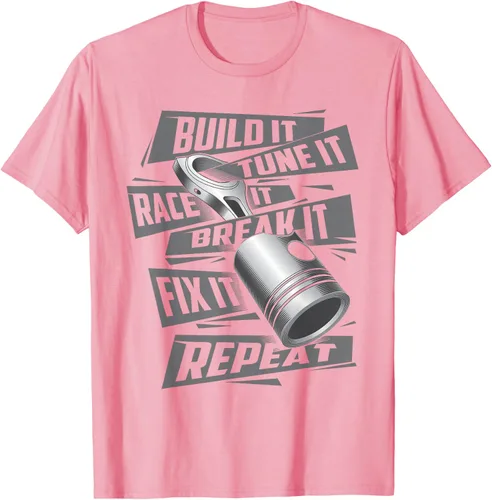 Vista 77 de Build It Tune It Race It Break It - Camiseta para entusiastas de los coches de carreras, talla S Negro