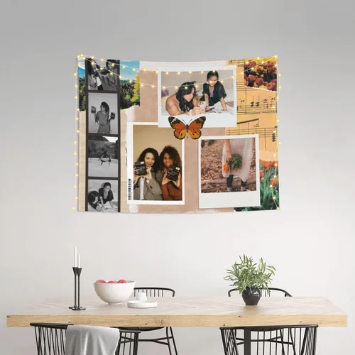 Vista 2 de BHSHOH Tapiz de fotos personalizado, telón de fondo personalizado, manta para colgar en la pared, para dormitorio, sala de estar, decoración