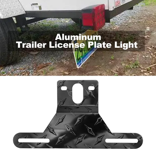 Vista 4 de Hoypeyfiy Soporte de luz para matrícula de remolque para camión, caravana, todoterreno, soporte de aluminio para matrícula (color negro, 1 unidad)