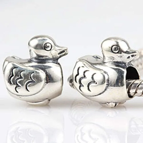 Vista 3 de Abalorio de pato de plata de ley 925 con diseño de animal para pulsera (C)