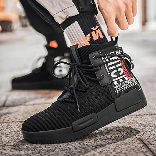 Vista 6 de RUNMAXX - Tenis para caminar para hombre a la moda con cordones con estilo tenis para correr atléticos casuales