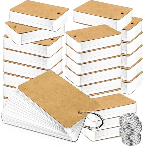 Vista 10 de 300 tarjetas flash de 2 x 3 pulgadas con anillo, tarjetas portátiles en blanco, mini tarjetas flash en blanco, bloc de notas coloridas de 2 x 3