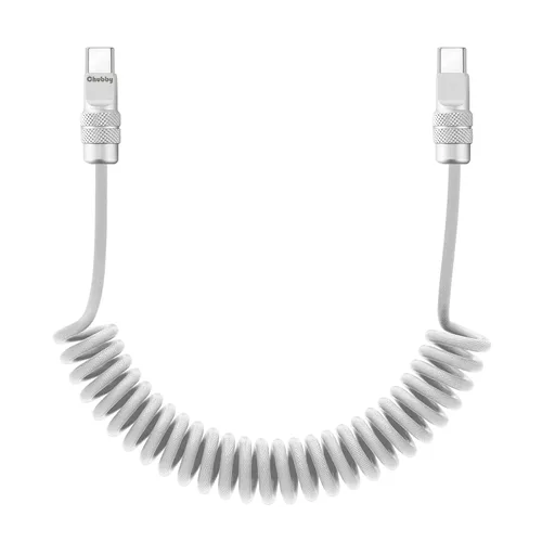 Vista 21 de chubbycable Curly Chubby - Cable de carga rápida USB C en espiral de 240 W, cable de carga retráctil trenzado duradero para automóvil compatible
