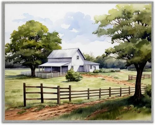 Vista 10 de Stupell Industries Pintura de casa rural enmarcada arte giclée por Ray Powers Enmarcado en blanco