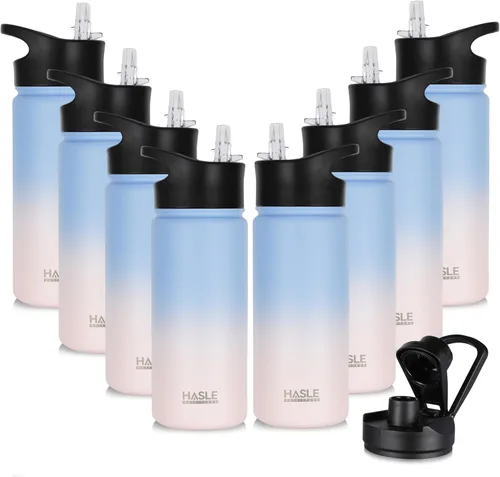 Vista 24 de HASLE OUTFITTERS Botella de agua aislada de 16 onzas para niños, botella de agua de acero inoxidable de doble pared al vacío, a prueba de fugas