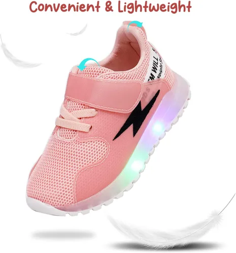 Vista 3 de PATPAT Zapatos para niños pequeños con luz LED, zapatos brillantes para niñas, zapatos iluminados para niñas y niños, para Navidad, cumpleaños