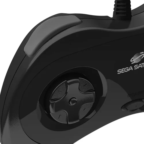 Vista 3 de Retro-Bit Controlador USB oficial Sega Saturn (modelo 2) para Sega Genesis Mini, PS3, PC, Mac, Steam, Switch - Puerto USB (negro)
