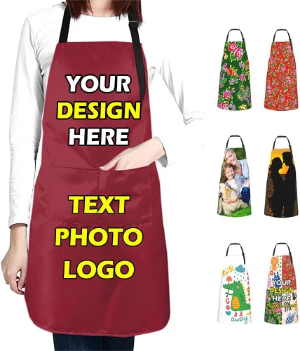 Vista 29 de Delantales impermeables personalizados para diseñar tu propia imagen, logotipo, texto, añadir fotos, delantal para cocinar hornear, 33 x 27.5
