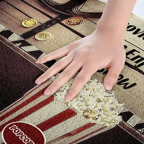 Vista 2 de Homewish Theater Cinema Poster Bathroom Rugs,Retro Movie Non Slip Bath Mat Popcorn Bathroom Indoor Floor Mats,Movie Night Shaggy Absorbent Bathtub