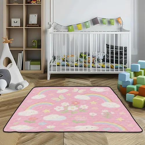Vista 7 de Lovely Pink Flowers Large Sturdy Baby Play Mat for Indoor Outdoor Lightweight Foldable Playroom Activity Mat for Baby Toddler Infant, 50'' x 50''con