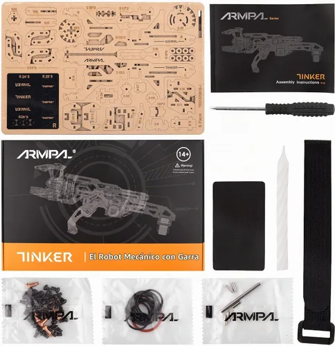 Vista 7 de Kit de modelo de garra mecánica, rompecabezas de madera 3D ClawBot para adultos y adolescentes