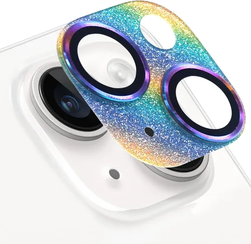 Vista 9 de Protector de lente de cámara para iPhone 13 Mini y iPhone 13, cubierta de lente brillante con diamantes de imitación 3D con diamantes de imitación