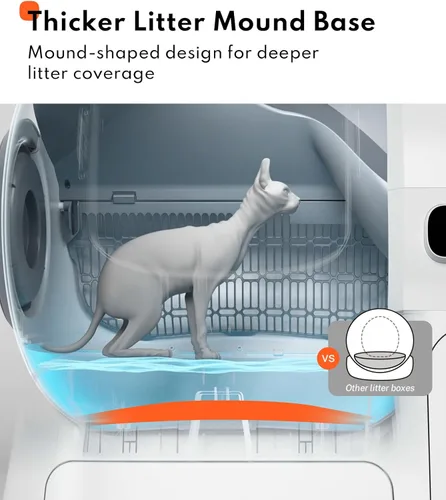 Vista 6 de Homerunpet Caja de arena autolimpiante para gatos grandes con rampa elevada