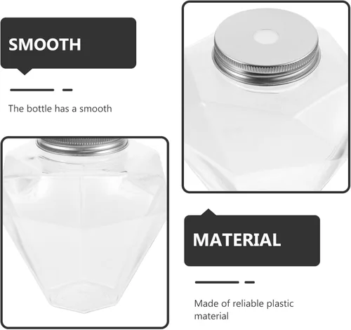 Vista 6 de Kichvoe Botellas de plástico transparente con forma de diamante con tapas, botellas de bebidas multiusos de 17 onzas para almacenamiento de jugo